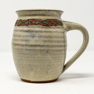 Alta Cruz Pottery Large Mug 22 oz Studio Ceramic Geometric Band Rustic